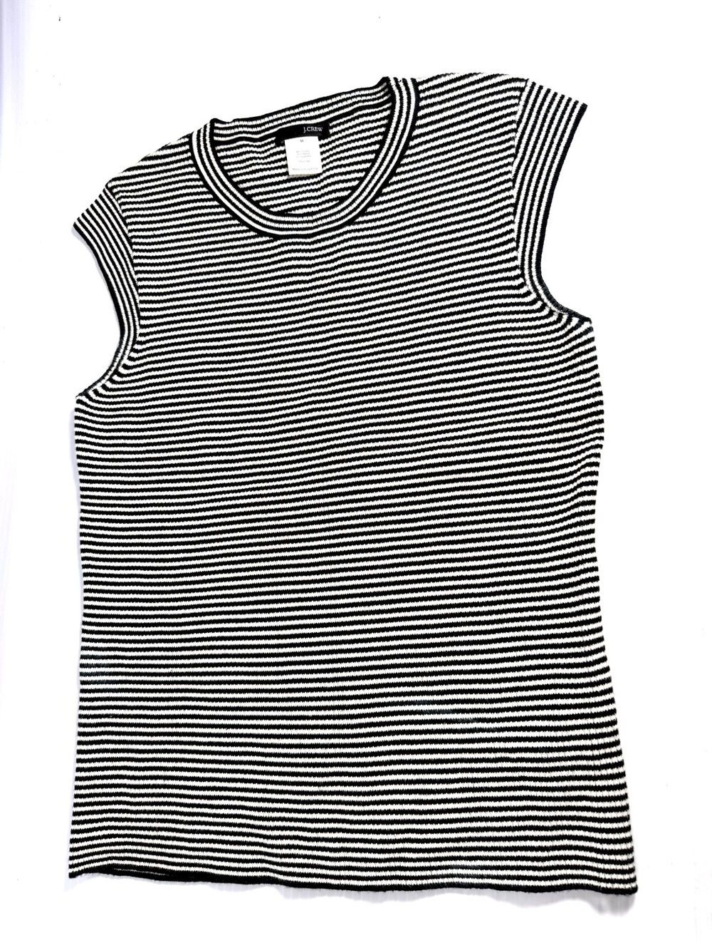 J. Crew Black and White Striped Sleeveless Ribbed Top